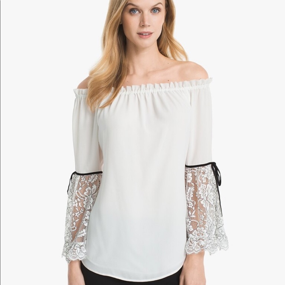 White House Black Market Lace Sleeve Blouse